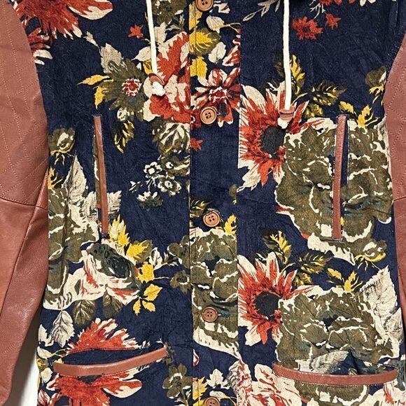 Profound Esthetic ROYAL VERSAILLES JACKET Floral NAVY BROWN Leather Womens L - Picture 7 of 9